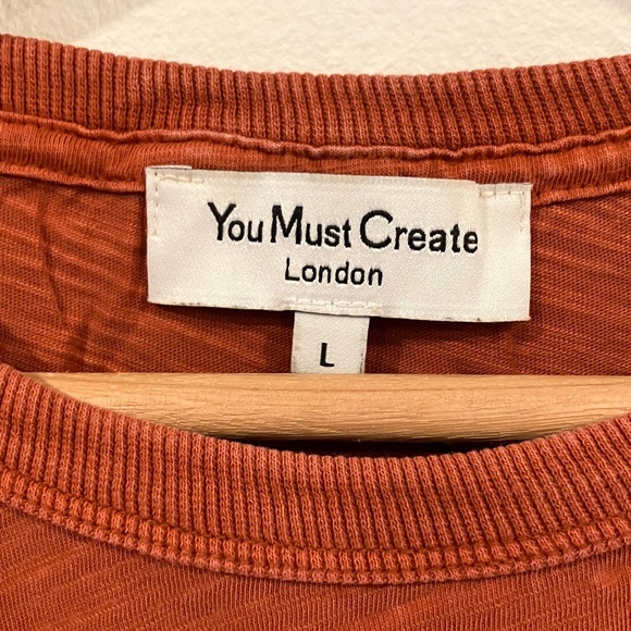 YMC Rust Orange Crew Neck T-Shirt - Picture 2 of 3